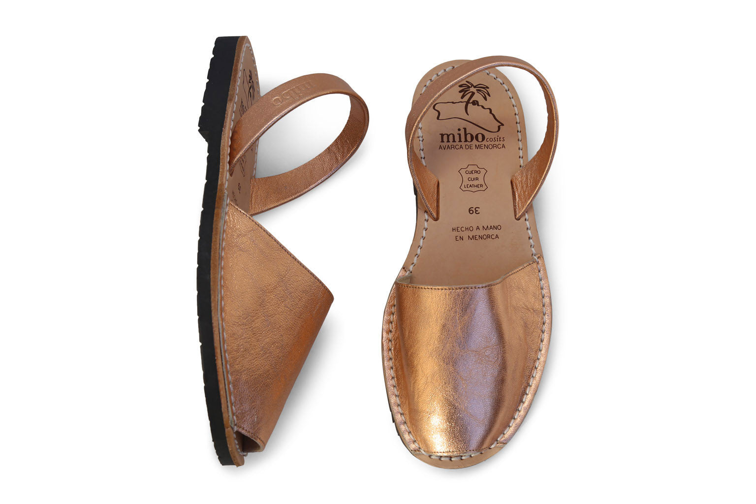 Mibo Avarcas Metallic Rose Gold Menorcan Sandals