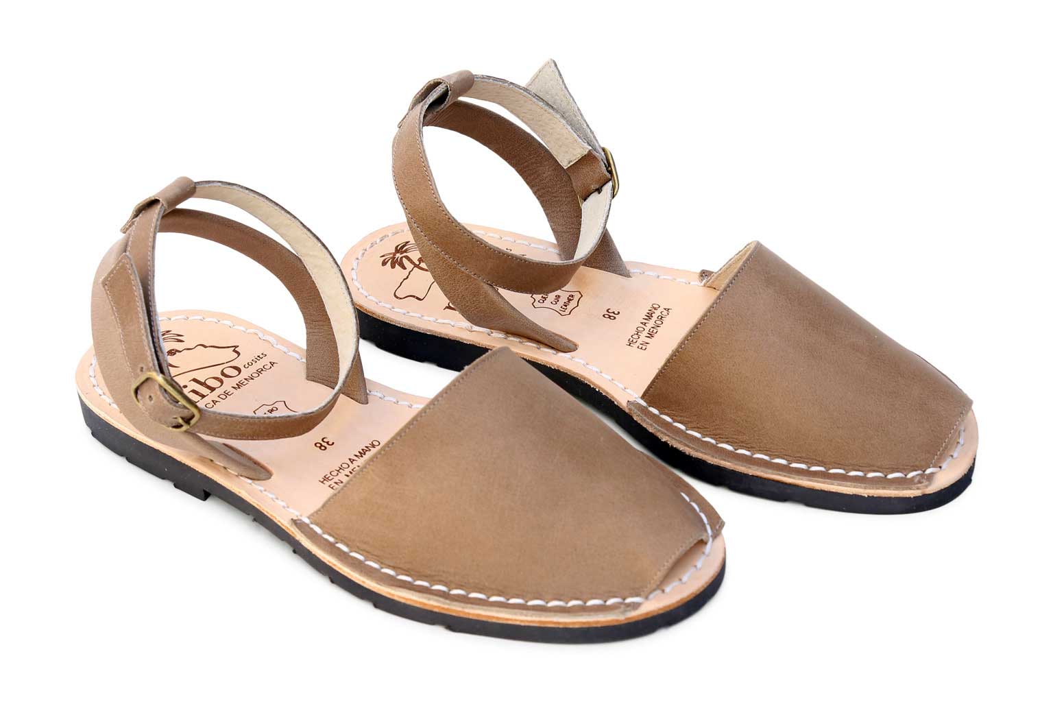 Mibo Avarcas Taupe Ankle Strap Sandals