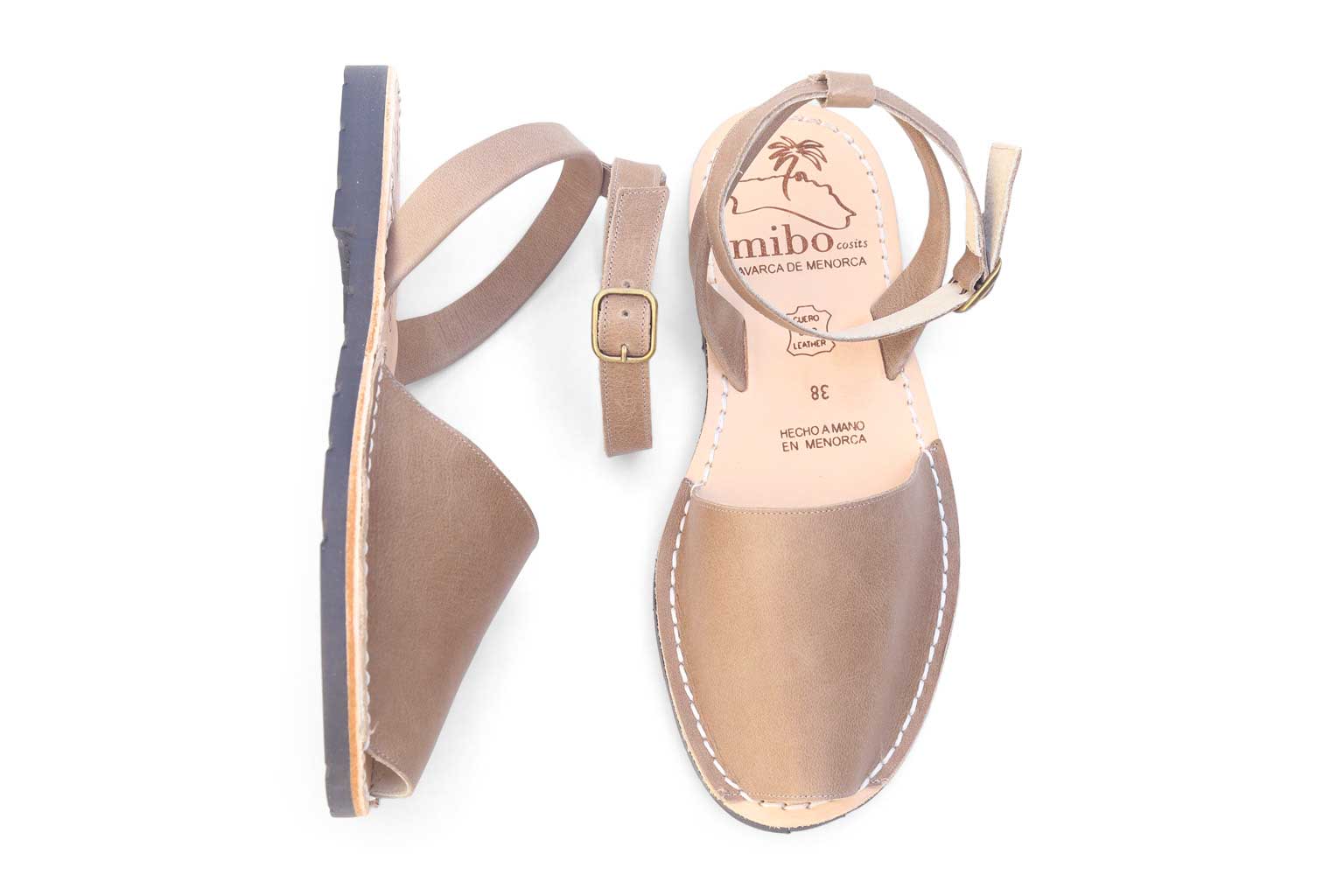Mibo Avarcas Taupe Ankle Strap Menorcan Sandals
