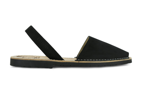 Mibo Avarcas Women's Classics Black Leather Slingback Sandals