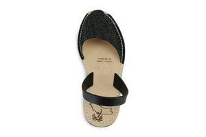 Mibo Avarcas Women's Classics Glitter Black Leather Slingback Sandals