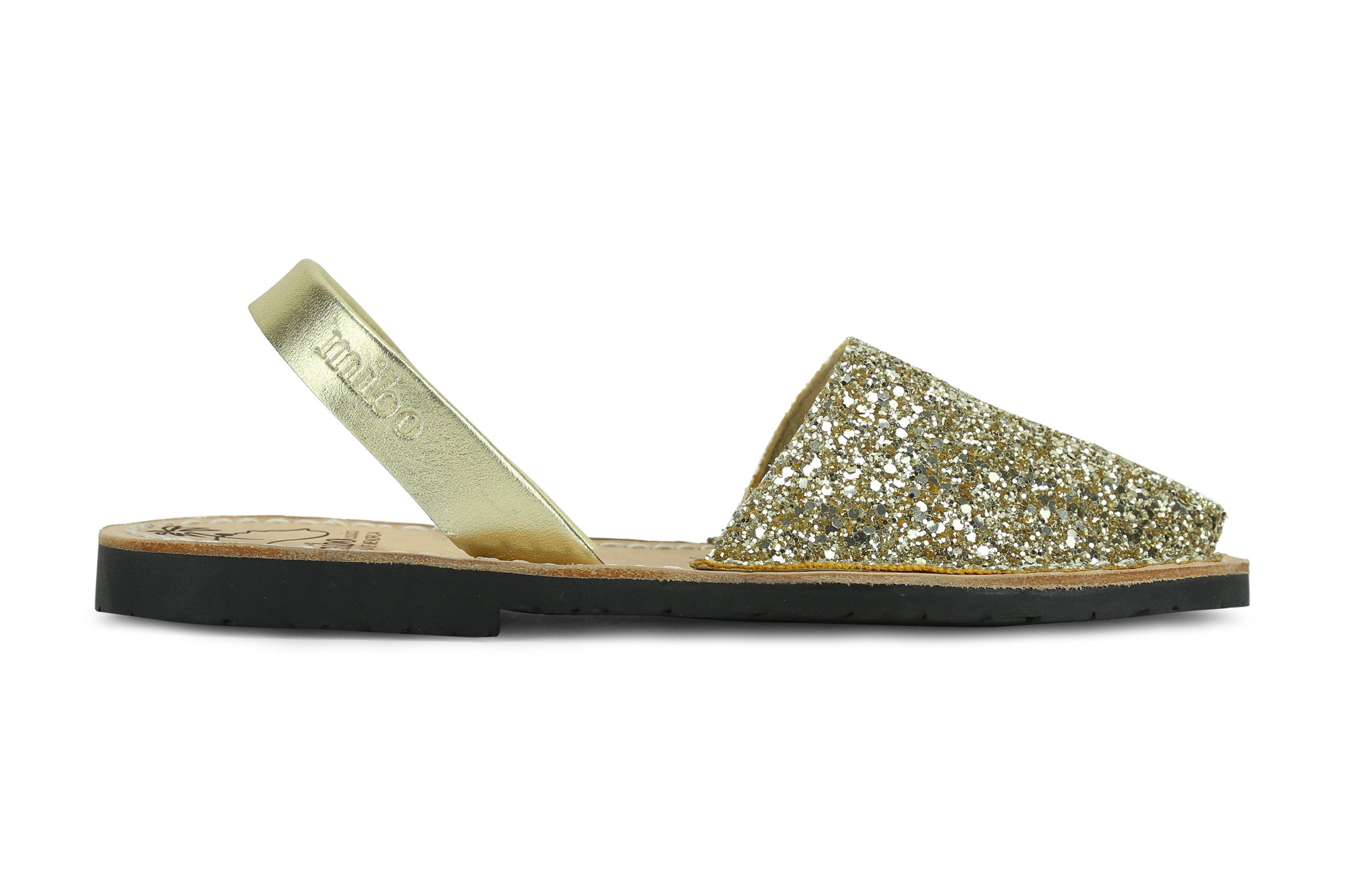 Mibo Avarcas Women's Classics Glitter Gold Leather Slingback Sandals