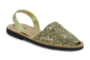 Mibo Avarcas Women's Classics Glitter Gold Leather Slingback Sandals