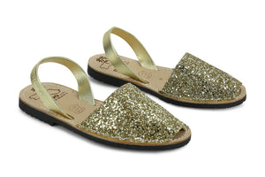 Mibo Avarcas Women's Classics Glitter Gold Leather Slingback Sandals