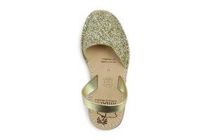 Mibo Avarcas Women's Classics Glitter Gold Leather Slingback Sandals