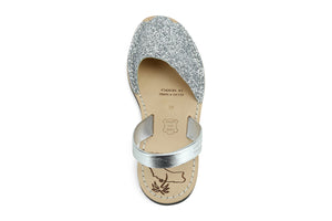 Mibo Avarcas Women's Classics Glitter Silver Leather Slingback Sandals
