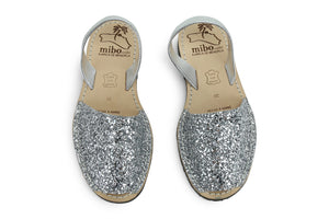 Mibo Avarcas Women's Classics Glitter Silver Leather Slingback Sandals