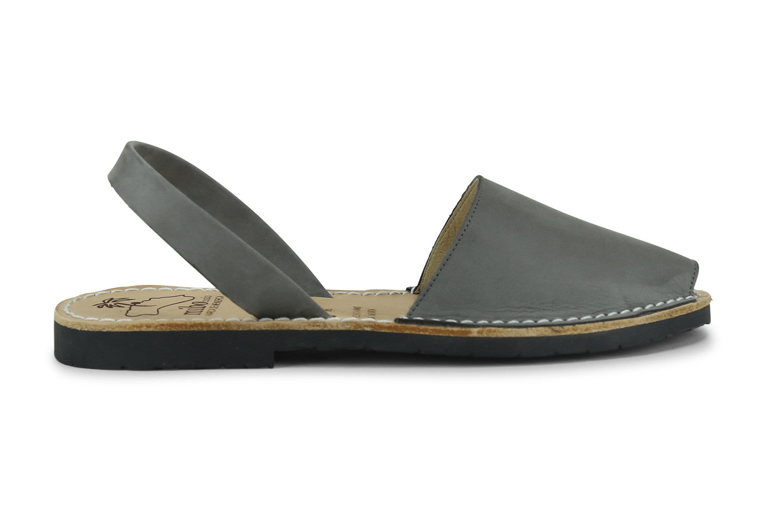 Gray leather sandals discount