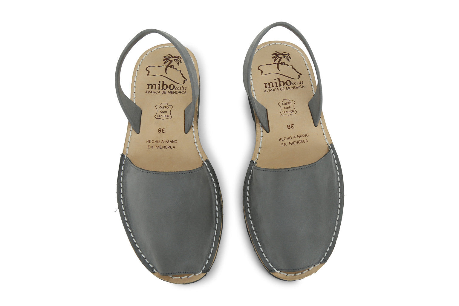 Mibo Avarcas Women's Classics Gray Leather Slingback Sandals