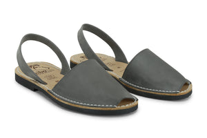 Mibo Avarcas Women's Classics Gray Leather Slingback Sandals