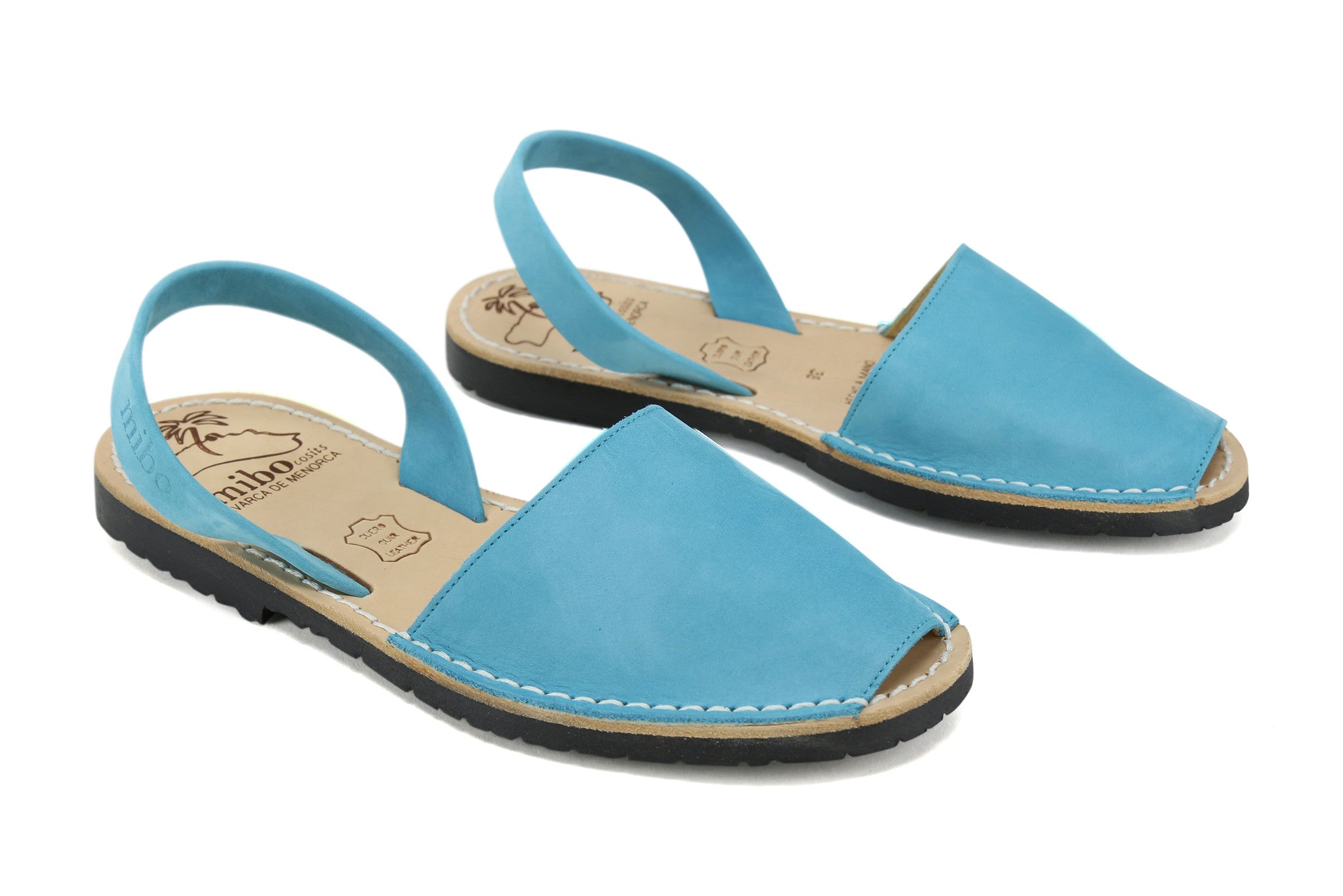 Mibo Avarcas Women's Classics Turquoise Leather Slingback Sandals