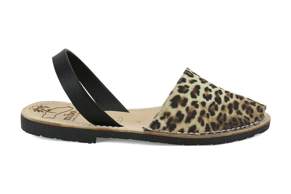 Mibo Avarcas Women's Leopard Faux Print Leather Slingback Sandals