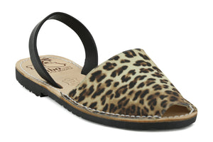 Mibo Avarcas Women's Leopard Faux Print Leather Slingback Sandals
