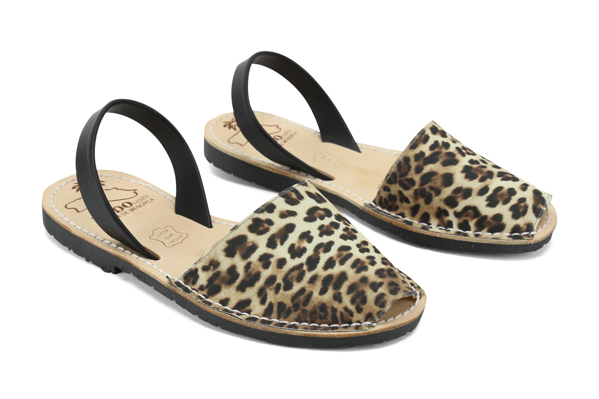 Mibo Avarcas Women's Leopard Faux Print Leather Slingback Sandals