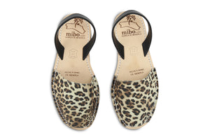 Mibo Avarcas Women's Leopard Faux Print Leather Slingback Sandals