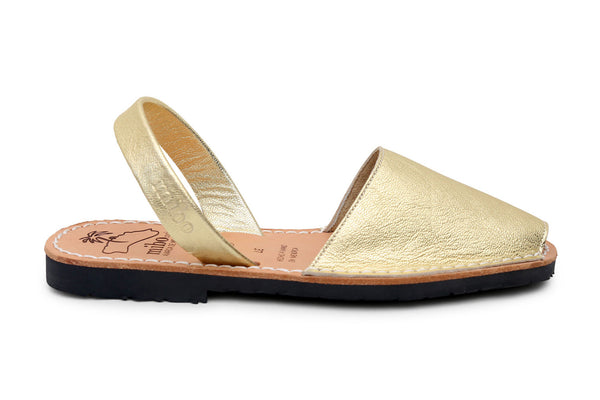 Mibo Avarcas Women's Metallic Gold Leather Slingback Sandals - THE ...