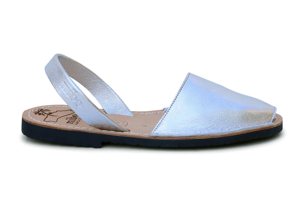 Mibo Avarcas Metallic Silver Menorcan Sandals