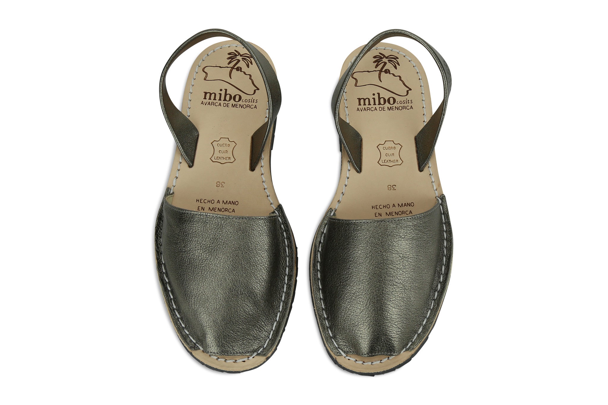 Mibo Avarcas Women's Metallic Silver Vintage Leather Slingback Sandals