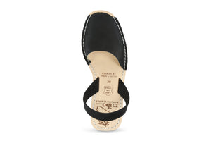 Mibo Avarcas Women's Wedges Black Leather Slingback Sandals