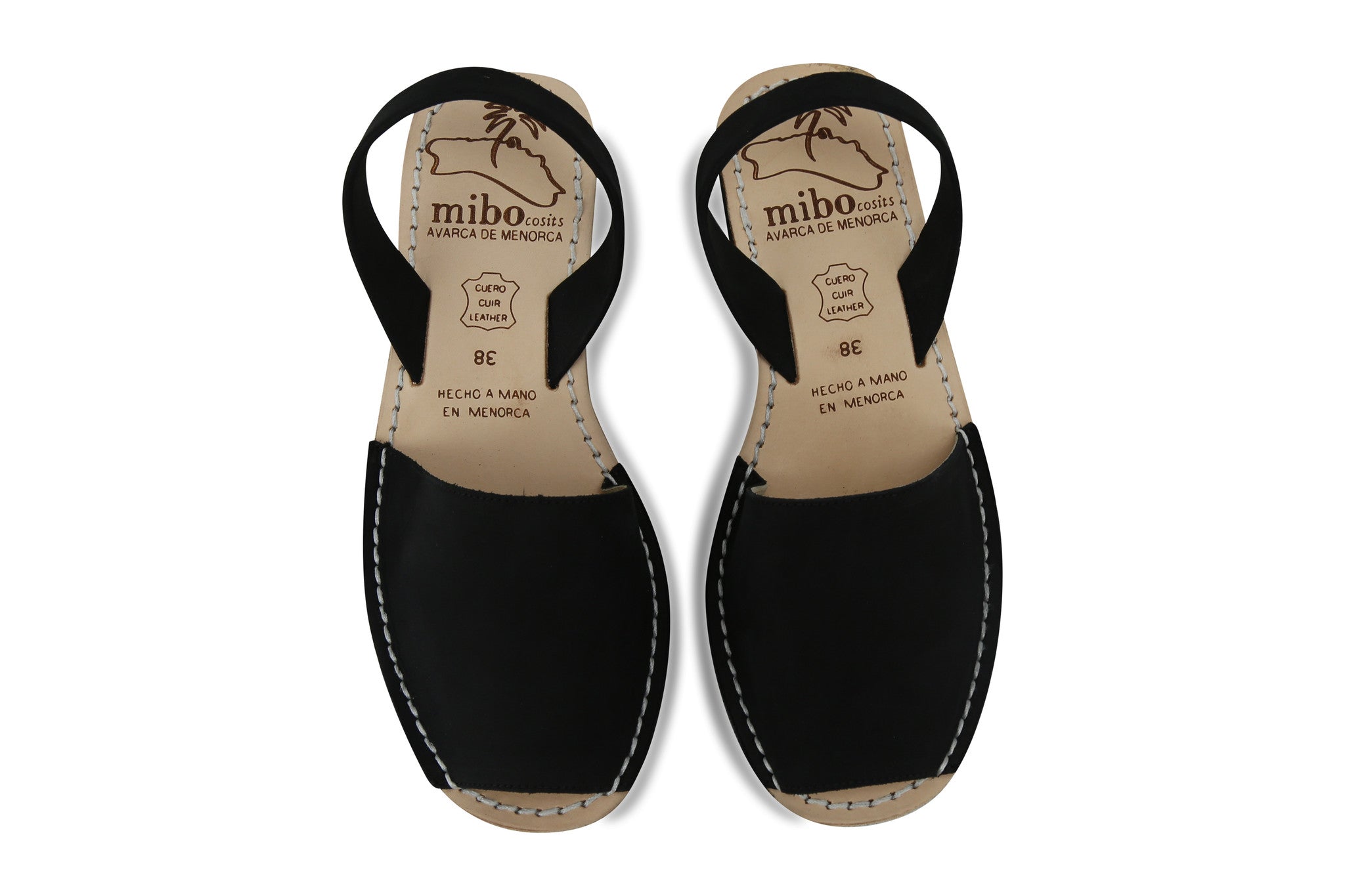 Mibo Avarcas Women's Wedges Black Leather Slingback Sandals