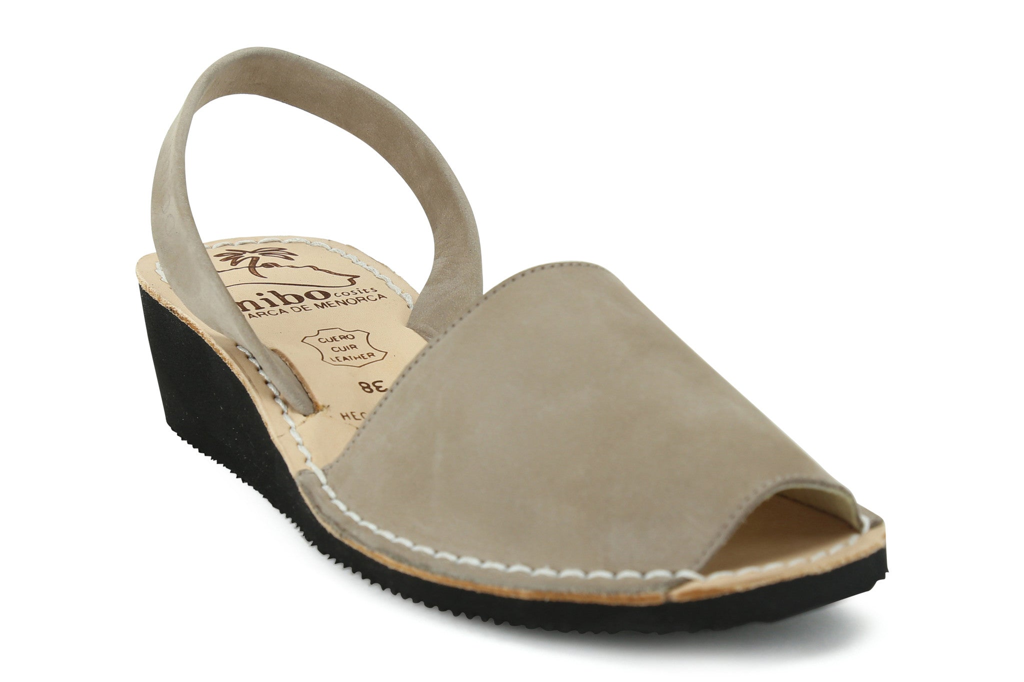 Mibo Avarcas Women's Wedges Taupe Leather Slingback Sandals