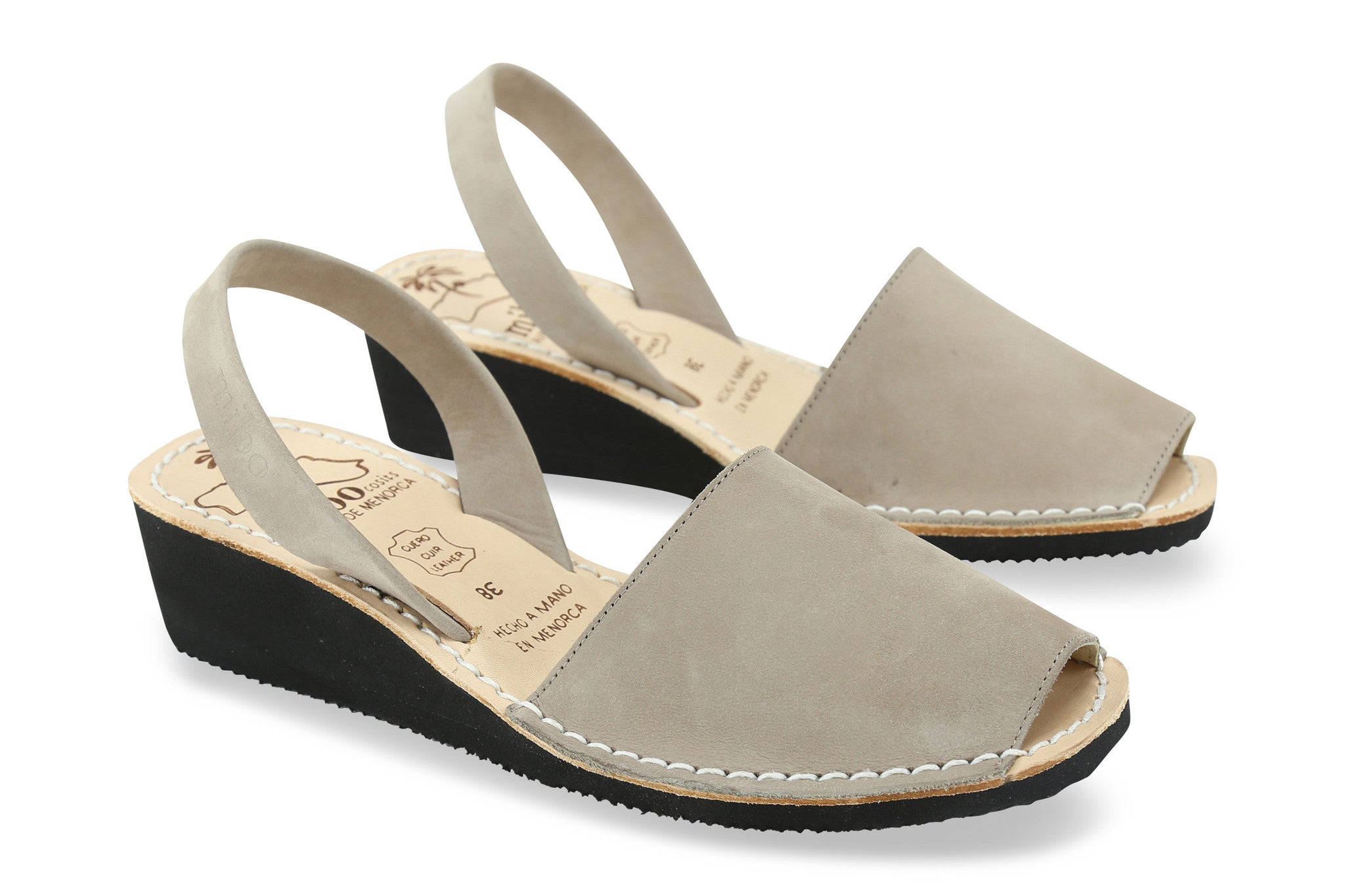Mibo Avarcas Women s Wedges Taupe Leather Slingback Sandals THE