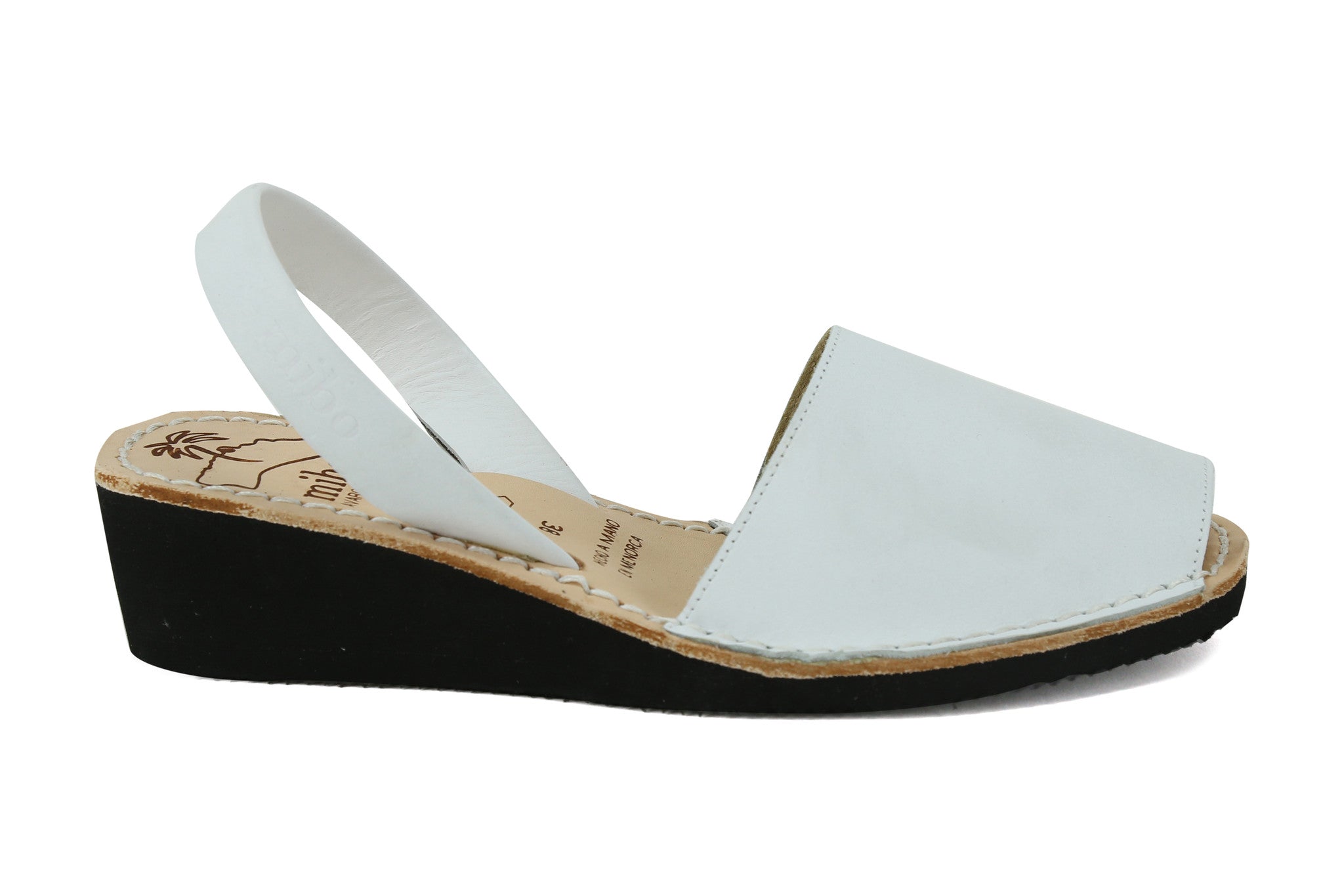 Mibo Avarcas Women's Wedges White Leather Slingback Sandals