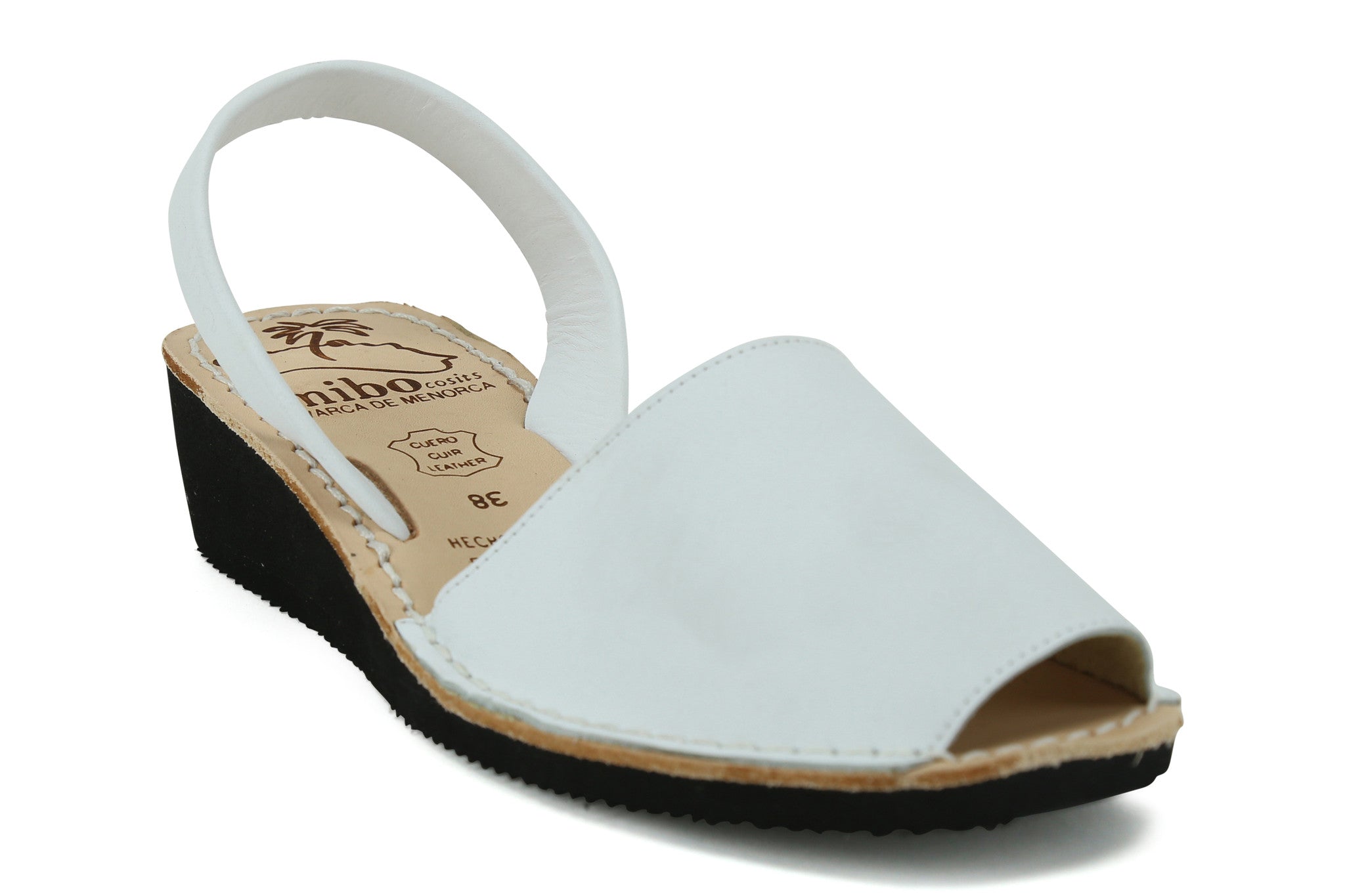 Mibo Avarcas Women's Wedges White Leather Slingback Sandals