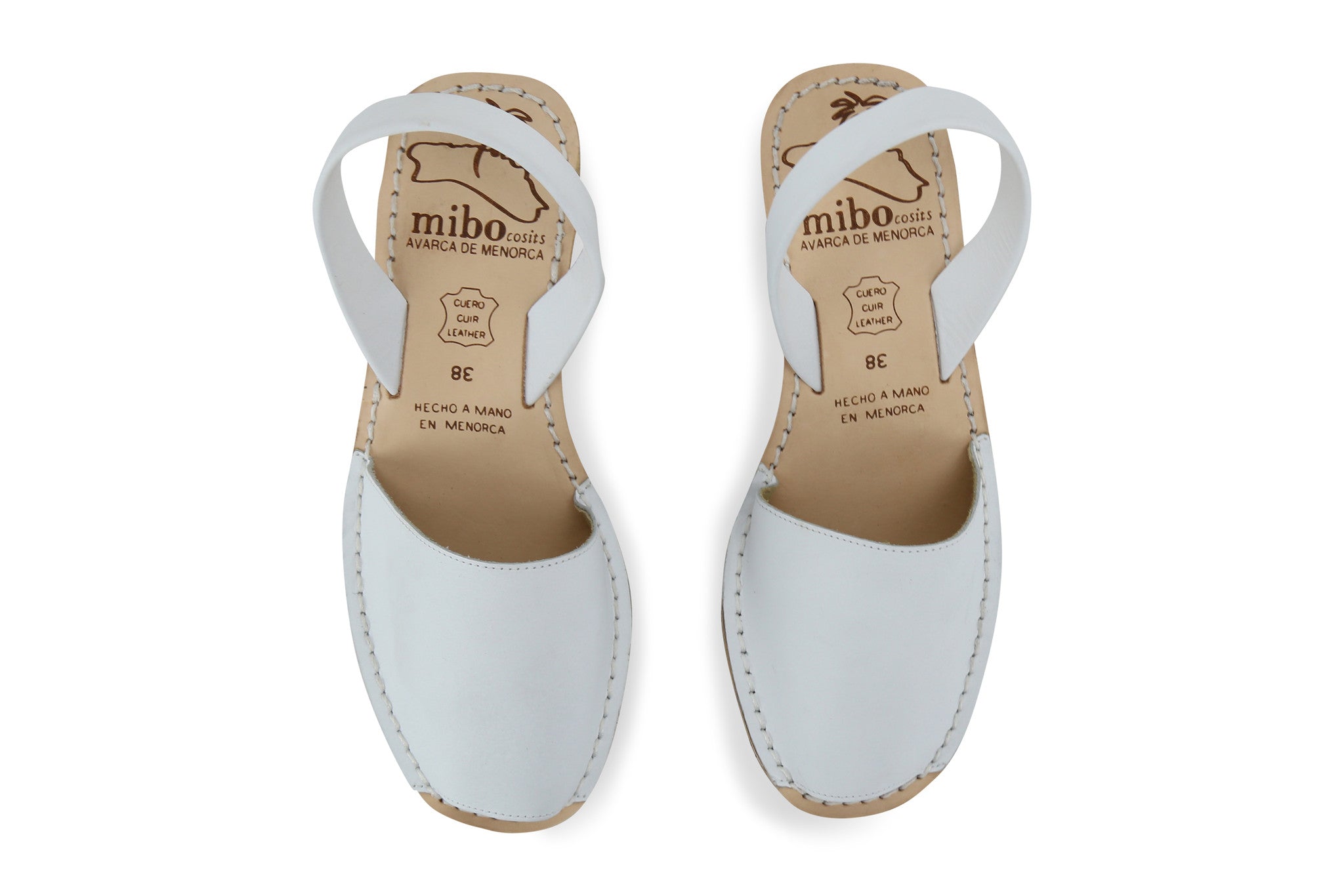 Mibo Avarcas Women's Wedges White Leather Slingback Sandals