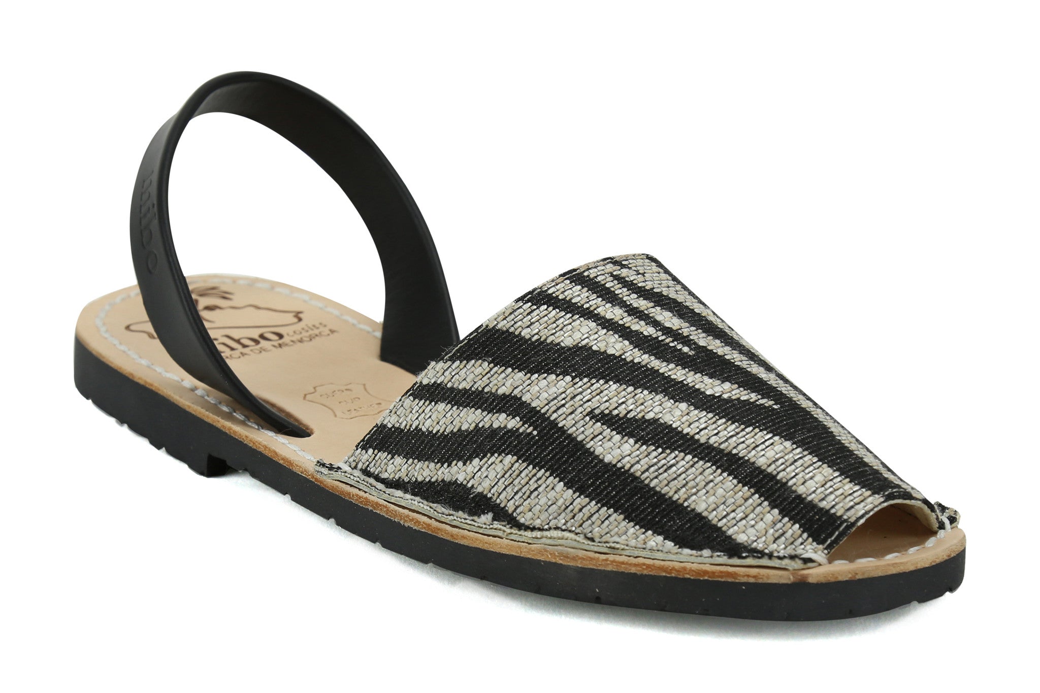 Mibo Avarcas Women's Zebra Faux Print Leather Slingback Sandals