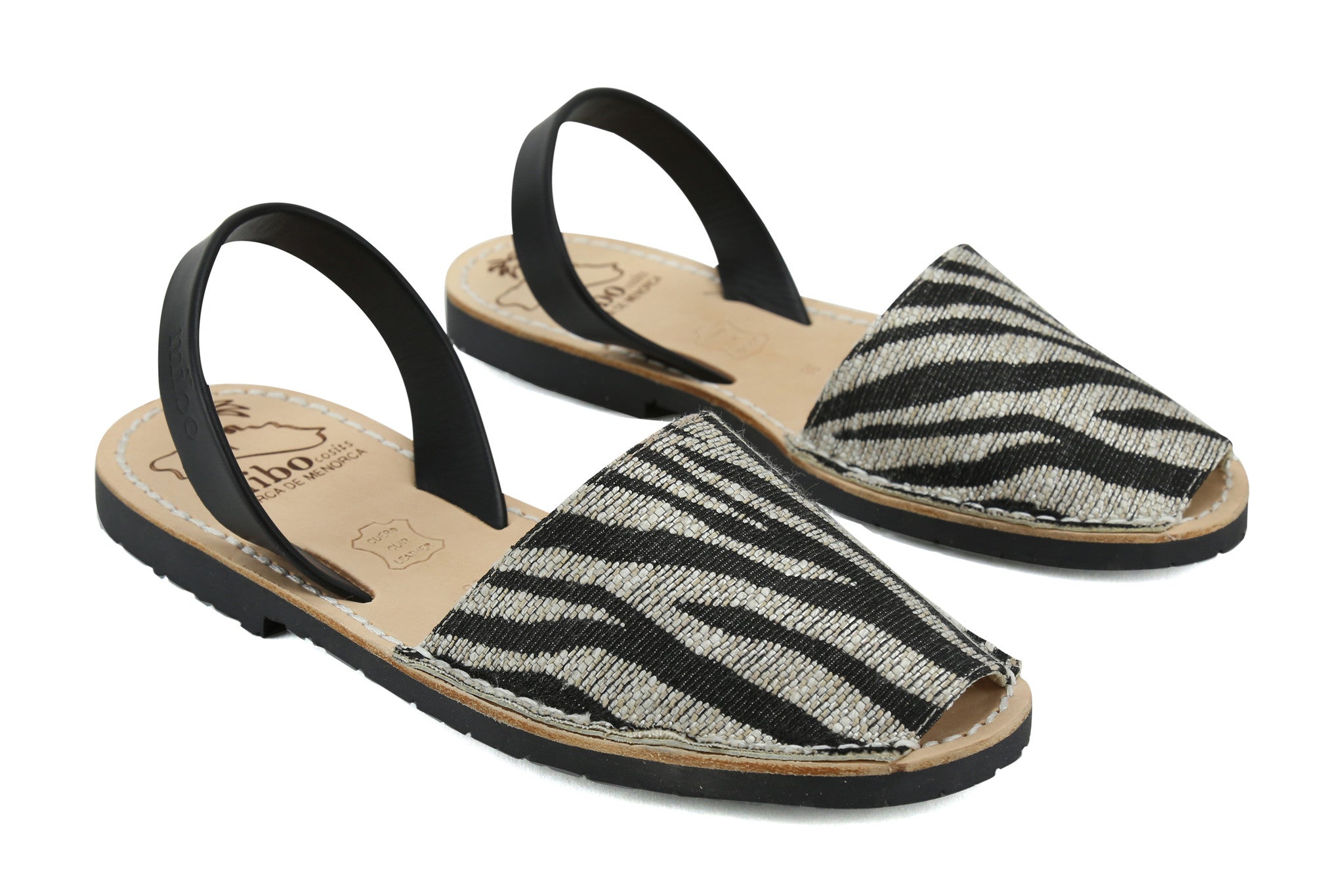 Mibo Avarcas Women's Zebra Faux Print Leather Slingback Sandals