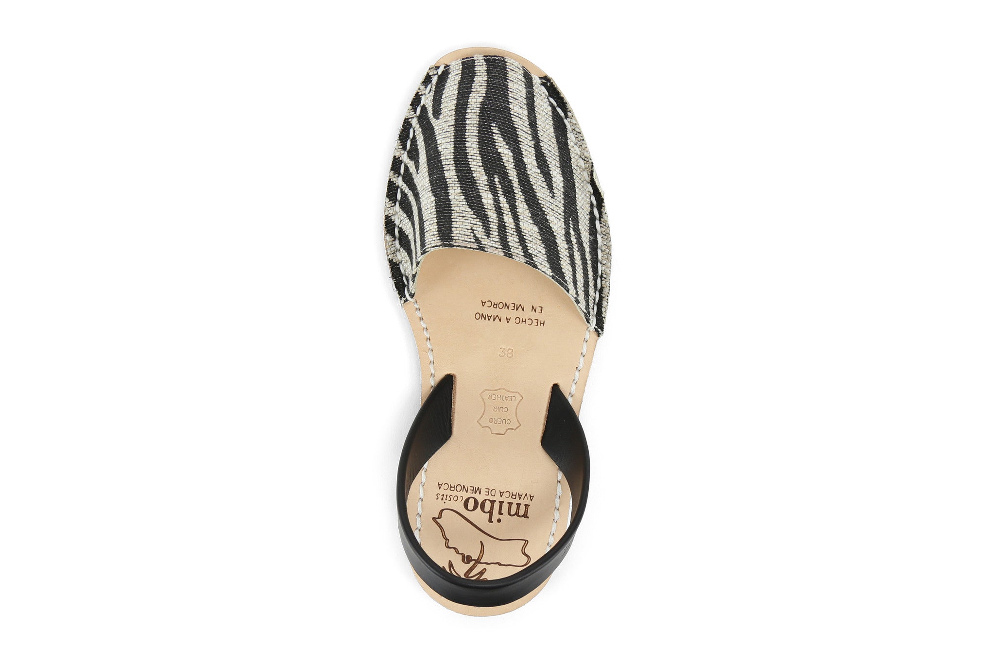 Mibo Avarcas Women's Zebra Faux Print Leather Slingback Sandals