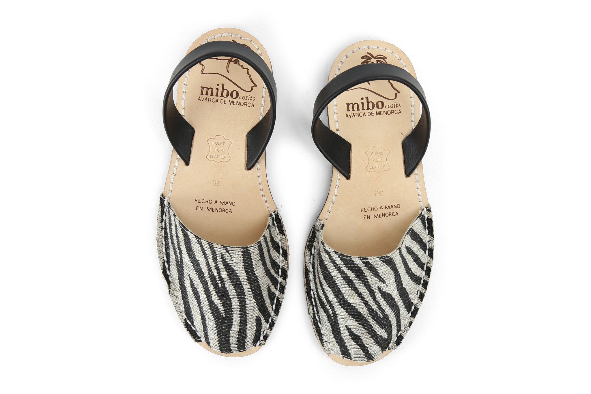 Mibo Avarcas Women's Zebra Faux Print Leather Slingback Sandals