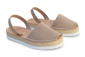 Mibo Flarform Avarcas Taupe Leather Sandals