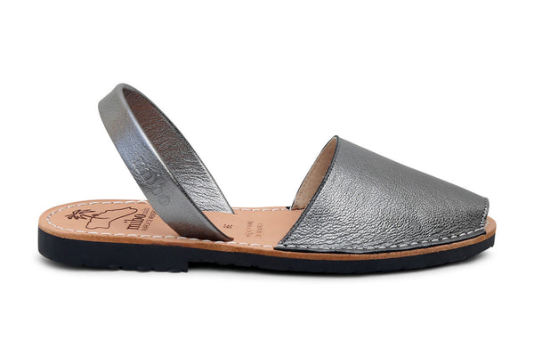 Mibo Metallic Pewter Leather Avarcas