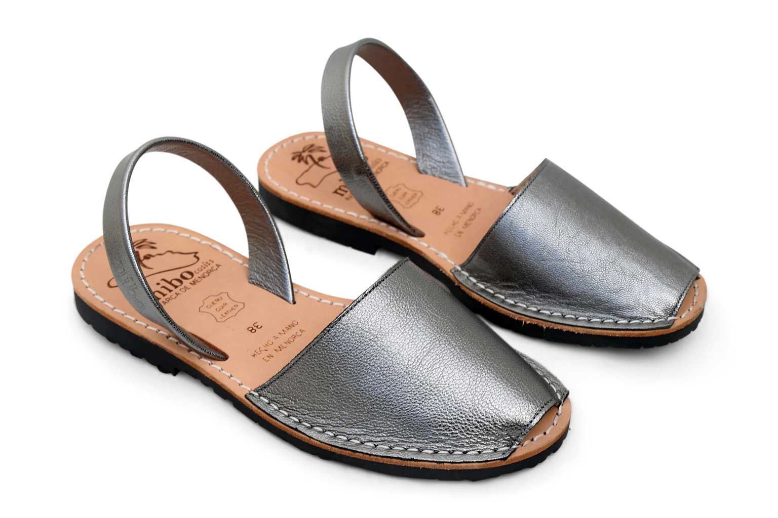 Mibo Metallic Pewter Leather Avarcas