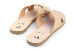 Mibo Nude Leather Crossed Sandals
