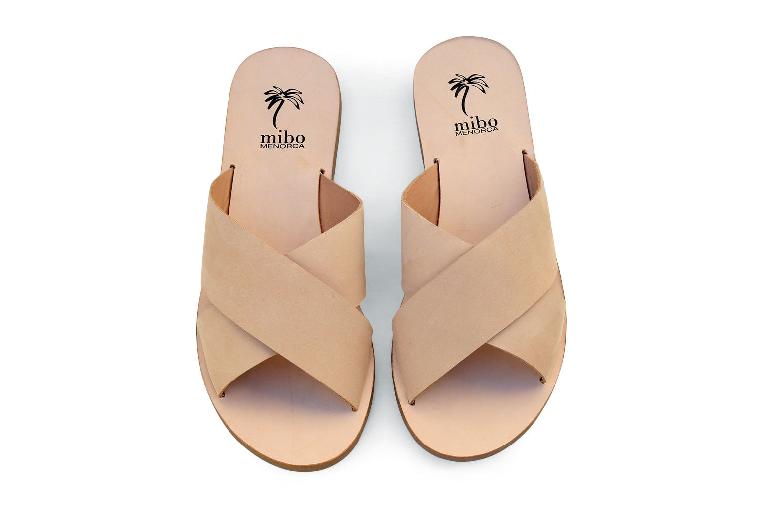 Mibo Nude Leather Crossed Sandals