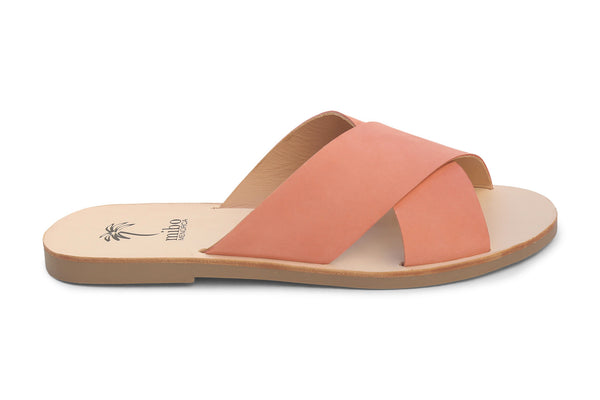 Mibo Salmon Leather Crossover Sandals