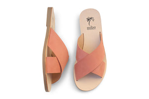 Mibo Salmon Crossover Leather Sandals
