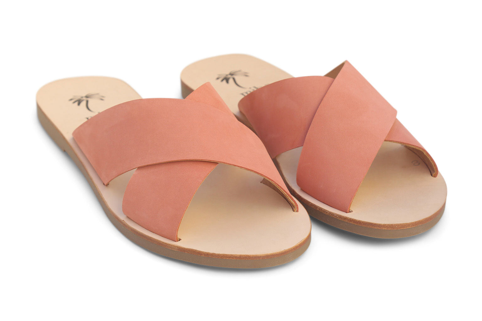 Mibo Salmon Leather Crossover Sandals