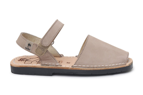 Mibo Taupe Hook & Loop Menorcan Sandals