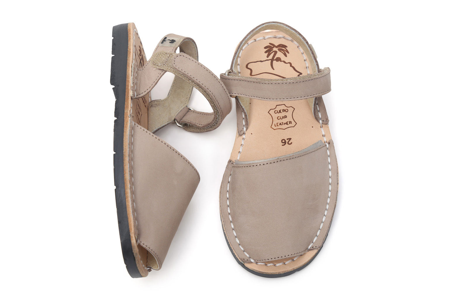 Mibo Taupe Hook & Loop Small Kids