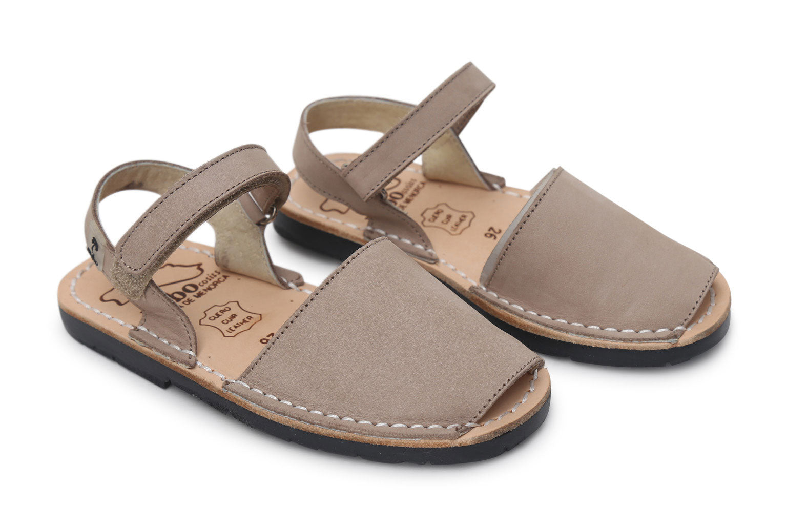 Mibo Taupe Hook & Loop Menorcan Sandals