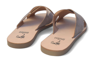 Mibo Taupe Leather Crossover Sandals