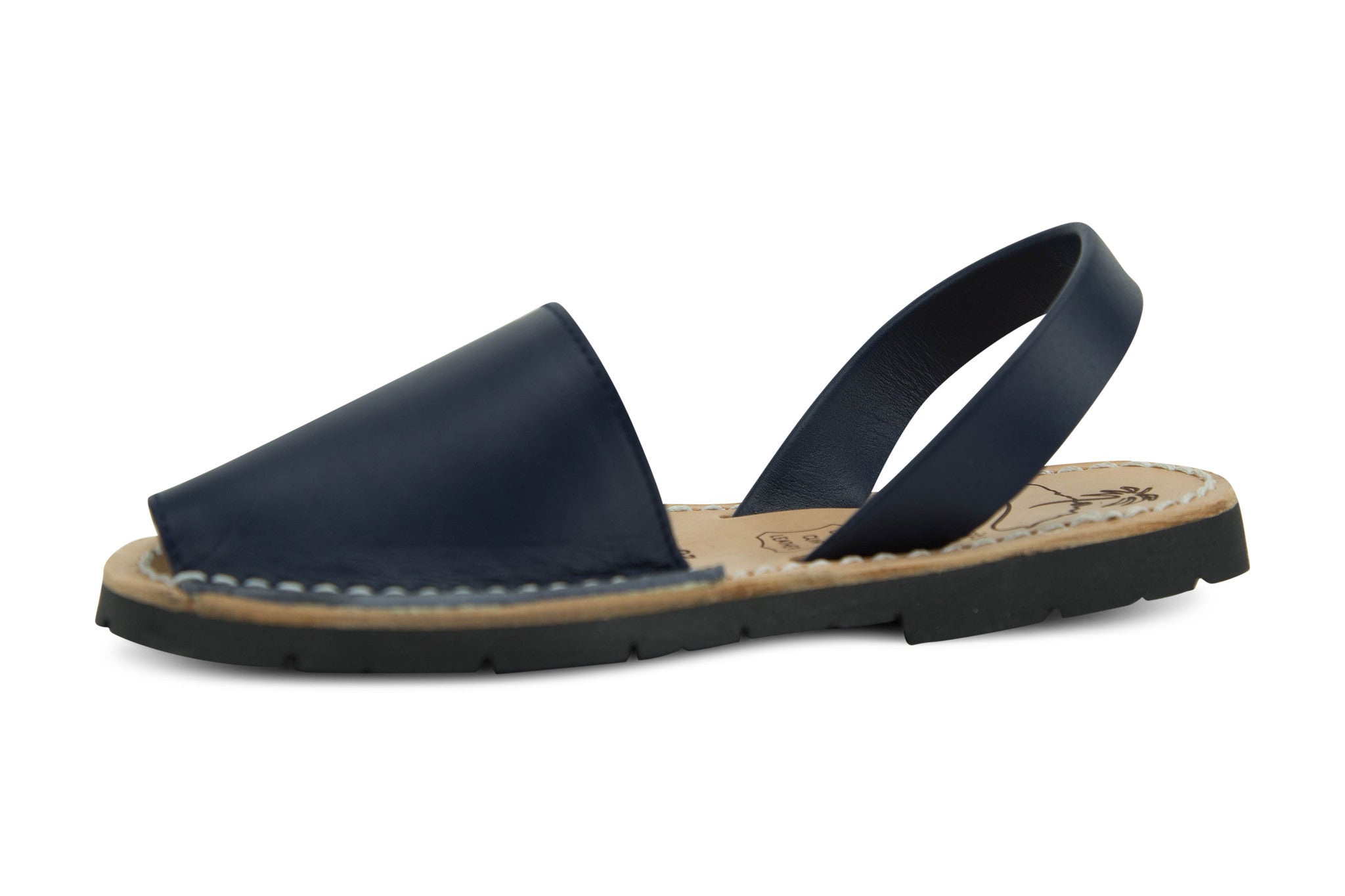 Mibo Avarcas Kids Classics Navy Leather Slingback Sandals
