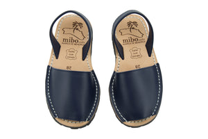 Mibo Avarcas Kids Classics Navy Leather Slingback Sandals