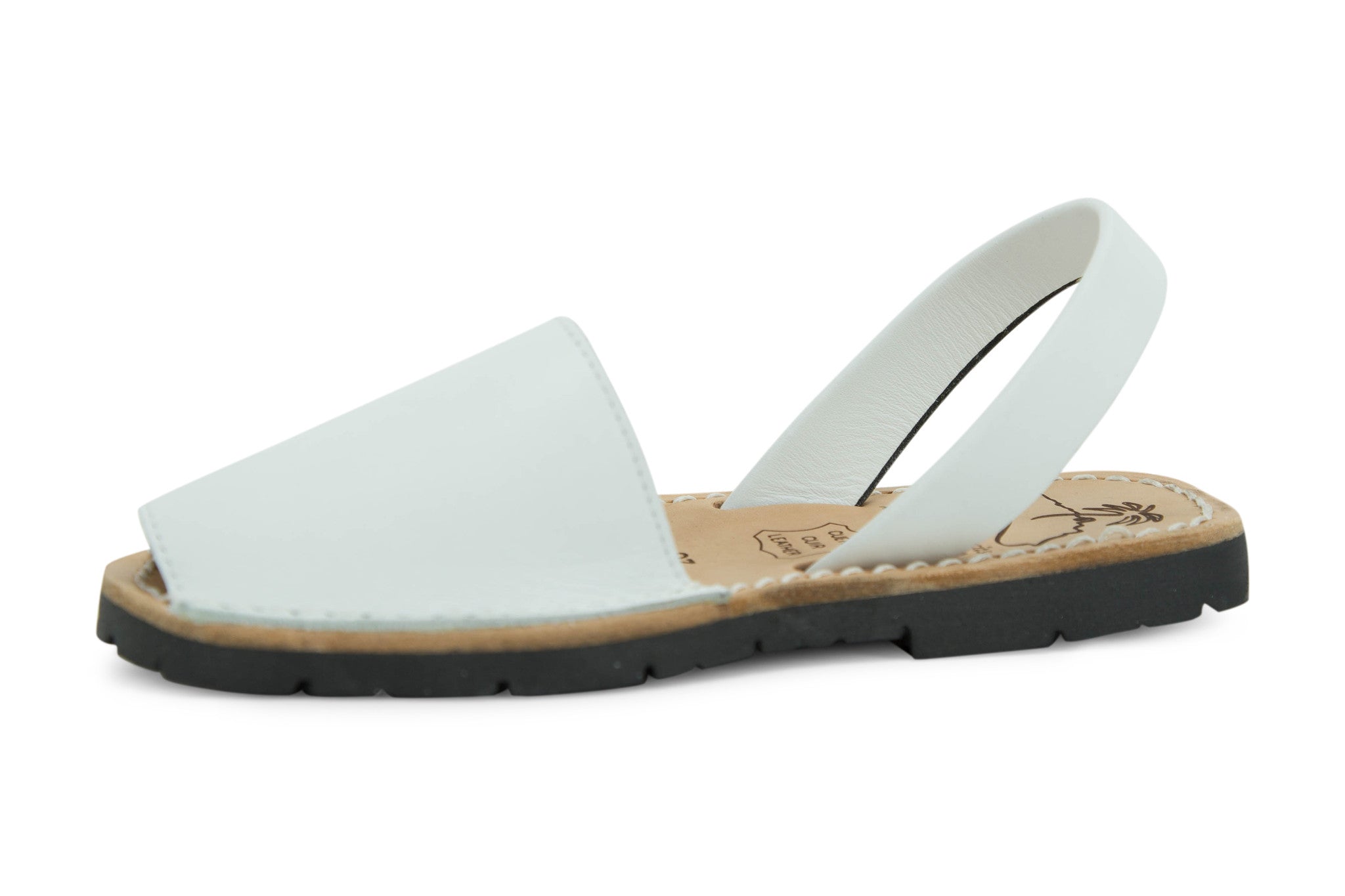 Mibo Avarcas Kids Classics White Leather Slingback Sandals