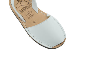 Mibo Avarcas Kids Classics White Leather Slingback Sandals