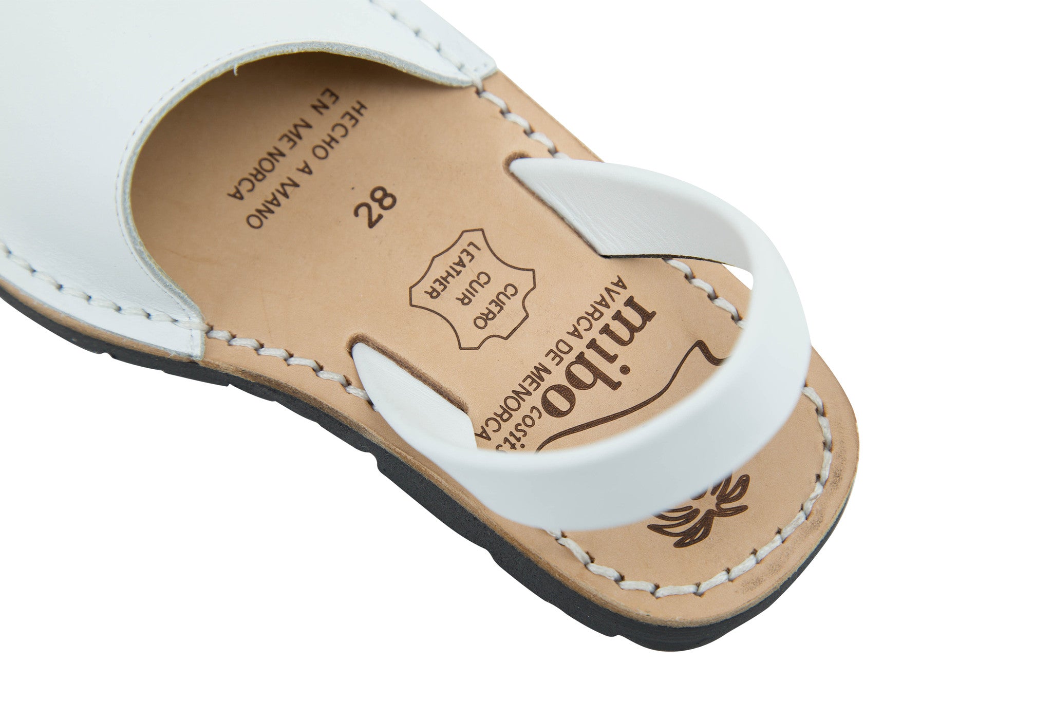 Mibo Avarcas Kids Classics White Leather Slingback Sandals